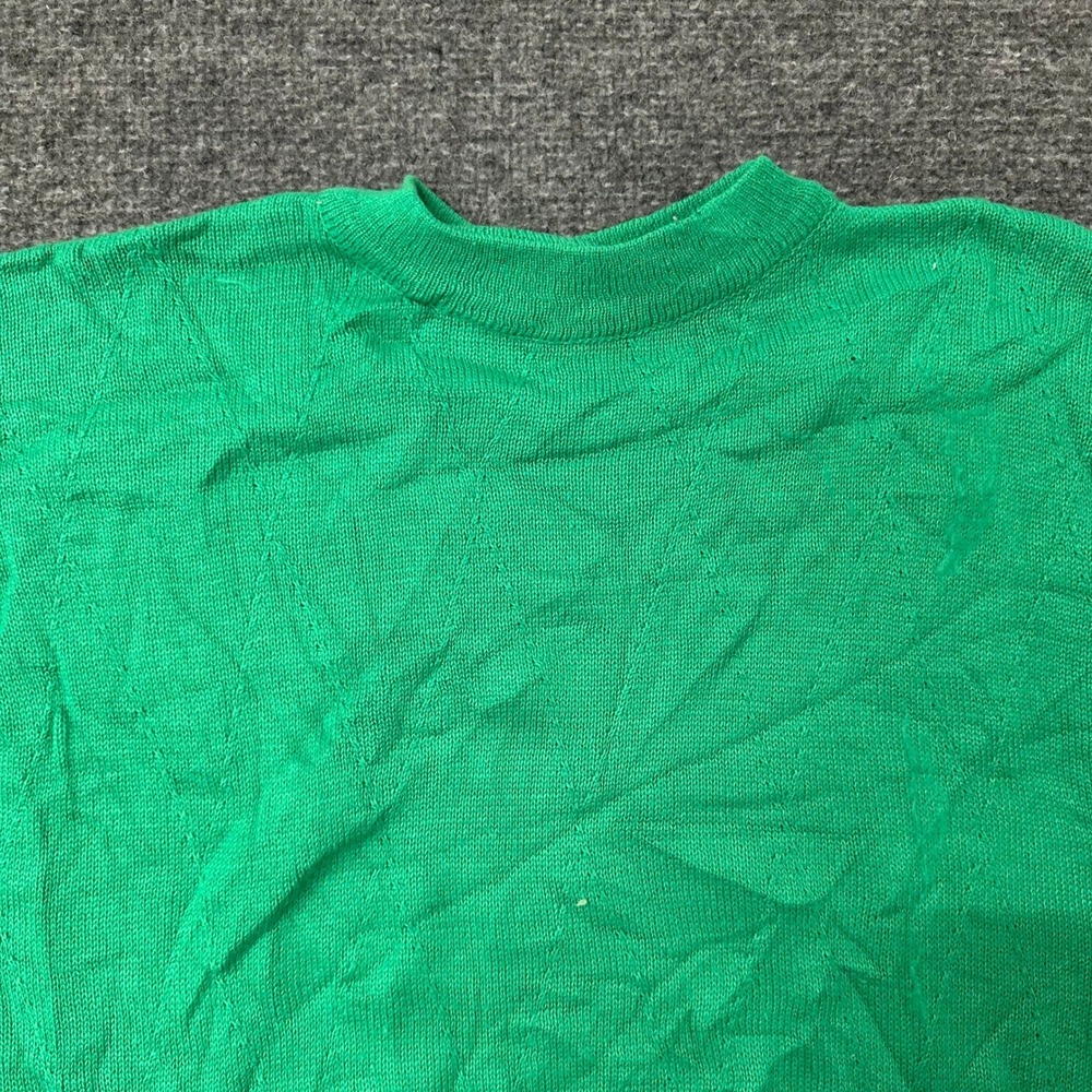 Paraspun Vest Womens Size M Green Knit Sleeveless Crew Neck USA Made Sweaters